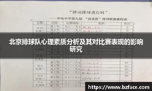 北京排球队心理素质分析及其对比赛表现的影响研究